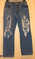 Levi’s 501 90’s Button Fly Blue Jeans Women 30 x 28 Destroyed Front