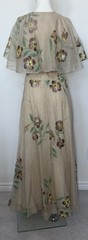 Vintage 1930s Hand Painted Cream Elegant Silk Chiffon Organza Garden Party Gown