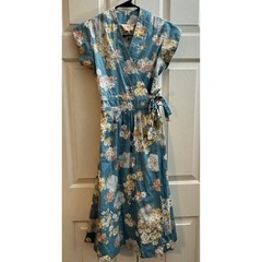 VTG 70’s Joseph Magnin California Look Floral Wrap Waist Cottagecore Midi Dress