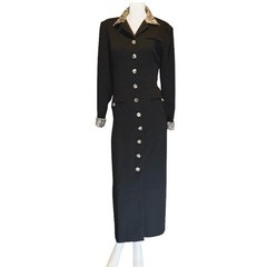 🧥🐆 RARE JESSICA HOWARD Vintage 90s Y2K Maxi Coat Dress | M Leopard Trim