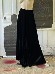 Vintage 40s Silk Velvet Skirt Long Flowy Maxi Metal Zip Snap Hook Gothic