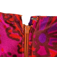 VTG 60s Sears Hawaiian Fashions Barkcloth Maxi Dress Pink Paisley Tiki Mod Rare