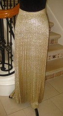 Vintage Teddi Ca 3pcs gold metallic lace accordion pleat blouse tank skirt set 8
