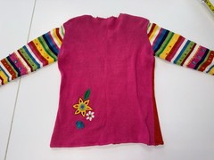 Vintage ARRIVISTE Funky Sweater Ramie Cotton Blend Colorful Embroidery Gems Sz M