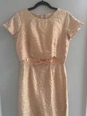 Vintage 1950s Toni Todd Peach Lace Dress 1960s Dress