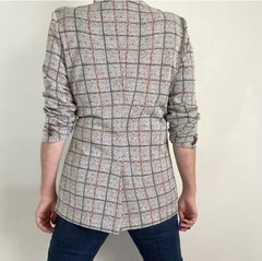 Vintage 70s Gray Plaid Checked Blazer Jacket