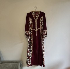 Authentic Vintage Gunne Sax Medevial Revival Red Velvet Floral Dress Size 11