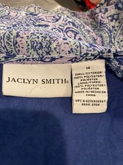 Jaclyn Smith VTG 2006 Blue paisley maxi dress cap sleeves Hem 2-tier ruffle
