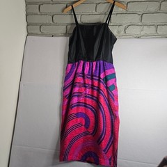Anne Crimmins UMI Collections Silk 2 Pc Dress Set 80s Pink Purple Geometric 10