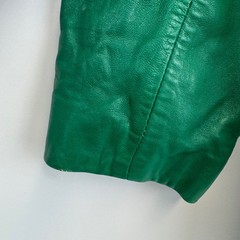 Michael Hoban North Beach Green Leather Blazer Jacket Vintage Womens Size 7/8