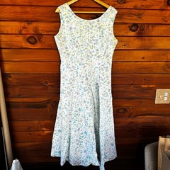 VTG 90s Victoria Holley Cottagecore Floral Fit & Flare Cotton Midi Dress 12