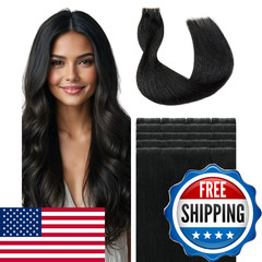 SURNEL Natural Black 14in Tape-in Hair Extensions 20pcs Seamless Remy Human Hair