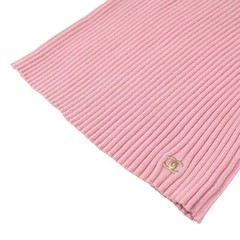 CHANEL Vintage 01C CC Logo Rib Knit Tank Top #38 Pink Gold Ring Cotton Rank AB