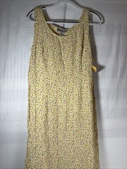 Vintage 80s Carol Anderson Yellow Floral TOP AND DRESS Made in USA NEW XL 2i