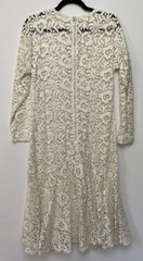 Vintage 80s L Lace Dress Ivory Fit Flare Mermaid Sheer Stevie Nicks