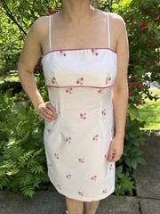 DBY 90s Floral Tank Dress Vintage Embroidered White Pink Size 8 NWT