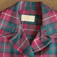Wms Vintage Pendleton 49er Wool Jacket M Red Green Plaid Tartan Shacket Blazer