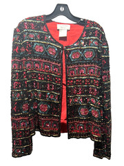 PAPELL BEADED JACKET SEQUINS – Vintage RED & BLACK LINED