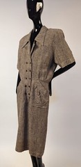 VINTAGE DESIGNER FENDI TWO TONE BUTTER SOFT LINEN TWEED DRESS – MADE IN ITALY