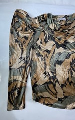 VTG 70s Disco Top Metallic Women’s SZ M Multicolor Gold Abstract Animal Print