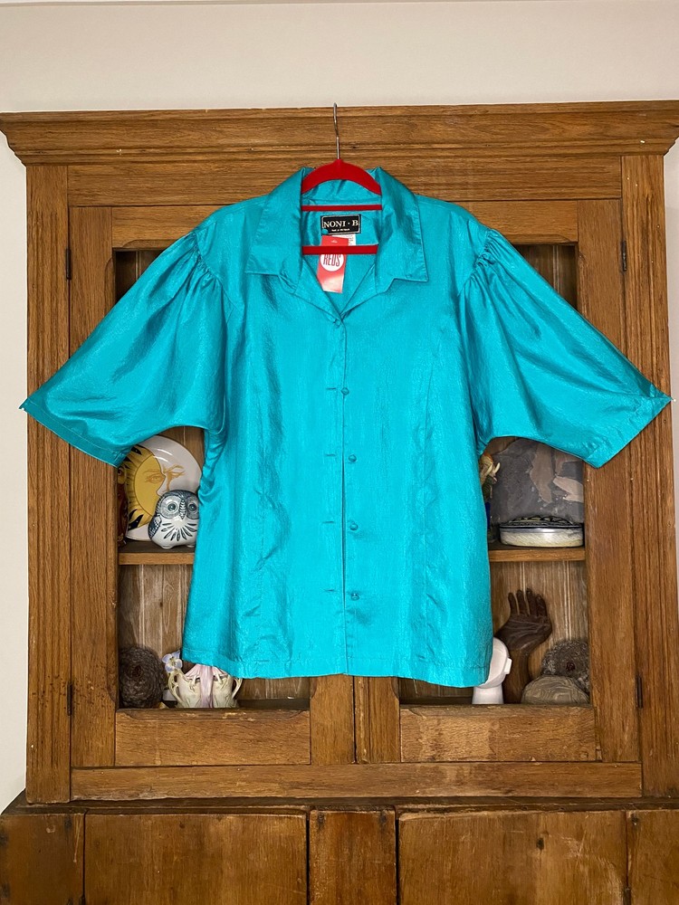 1980s Turquoise Green Shirt Size 12
