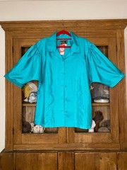 1980s Turquoise Green Shirt Size 12