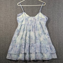 No Boundaries Blue Paisley Floral Babydoll Top Ruffle Tiered Smocked Size Large