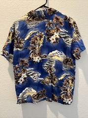 Vintage Hilo Hattie Hawaiian Original Shirt Hibiscus Aloha Women’s Small Blue
