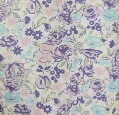 Vtg Licorice S/S White Top w Purple/Pink/Blue Florals Concealed Buttons Size S