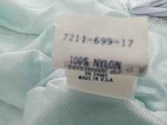 Velrose Vintage Light Aqua Nylon Short Nightgown Size Medium Lace Accents USA