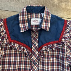 Vtg 80s Kenny Rogers by Karman Western Shirt Snap Button Red, White, & Blue USA