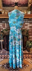 Vintage 70’s Floral Lurex Metallic Sleeveless Boho Maxi Dress M/L