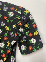 Vtg Stuart Alan Peplum Floral Top Short sleeve V-neck Shoulder Pads Black Size10
