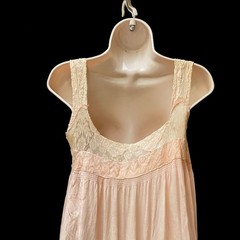 Gossamer Silk & Lace Pink Flapper Slip 1920’s Sheer Art Deco Lingerie Vintage A