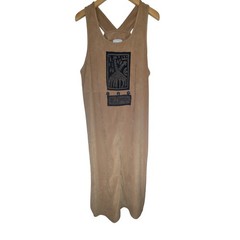 Nina Piccalino Vintage Faux Suede Giraffe Embroidered Jumper Dress Tan Size 10