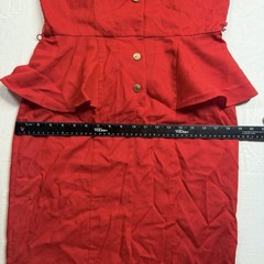 Vintage Wild Party Red Peplum Dress Gold Buttons Cocktail Officewear Sz 11/12