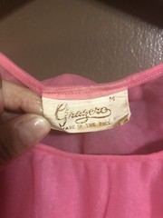 Vintage GRAGERO Nightgown Medium Pink Nylon Lingerie Sleep Slip Lace Sheer