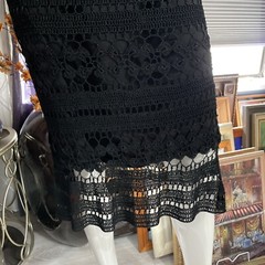 Gorgeous Vintage CACHÉ Black Beaded Crochet Knit Midi Dress XS/S/M