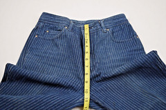 Vintage Jordache Jeans 26 x 26.5 80s Blue Light Blue Pin Stripes High Waist