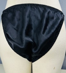 Large Silk Panty Silkscreen Satin Shiny High Cut Lace Bikini Black Panties 7