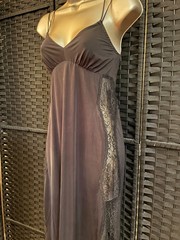 VERA WANG Fidelia LONG LACE SLIP NIGHTGOWN Small Black STRETCH Bodycon Sheer