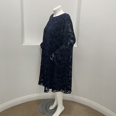 EN FRANCAIS By Huey Waltzer For Saks Fifth Avenue VTg 80’s Dress Blue Size 24