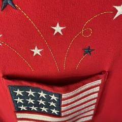 Vintage The Quacker Factory Red Flag Star Embroidered T Shirt Maxi Dress Plus 1X