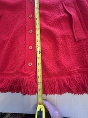 60s MCM Red Granny Cape Poncho Fringe Sweater Cardigan Orlon Acrylic sweeTree