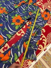 Vintage Howard Wolf Blue Orange Floral Dagger Collar Maxi Belted Shirt Dress-M