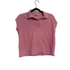 Jantzen Polo Top Vintage Preppy Pink Sleeveless Gold Crest L 80s 90s Aesthetic