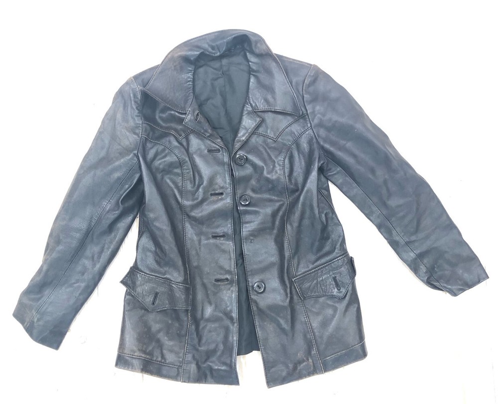 Vintage Leather Jacket Girls 70s Sixties S/M Chest 40cm