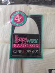 L’eggsWear Basic Sox 2 Cuffed & 2 Crew Socks, One Size, USA, Leggs Wear Sox