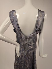 1930’S METALLIC SILVER LAME DRESS W LEAF PATTERN
