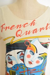 vintage 80s tee cream New Orleans mask print French Quarter top t-shirt S